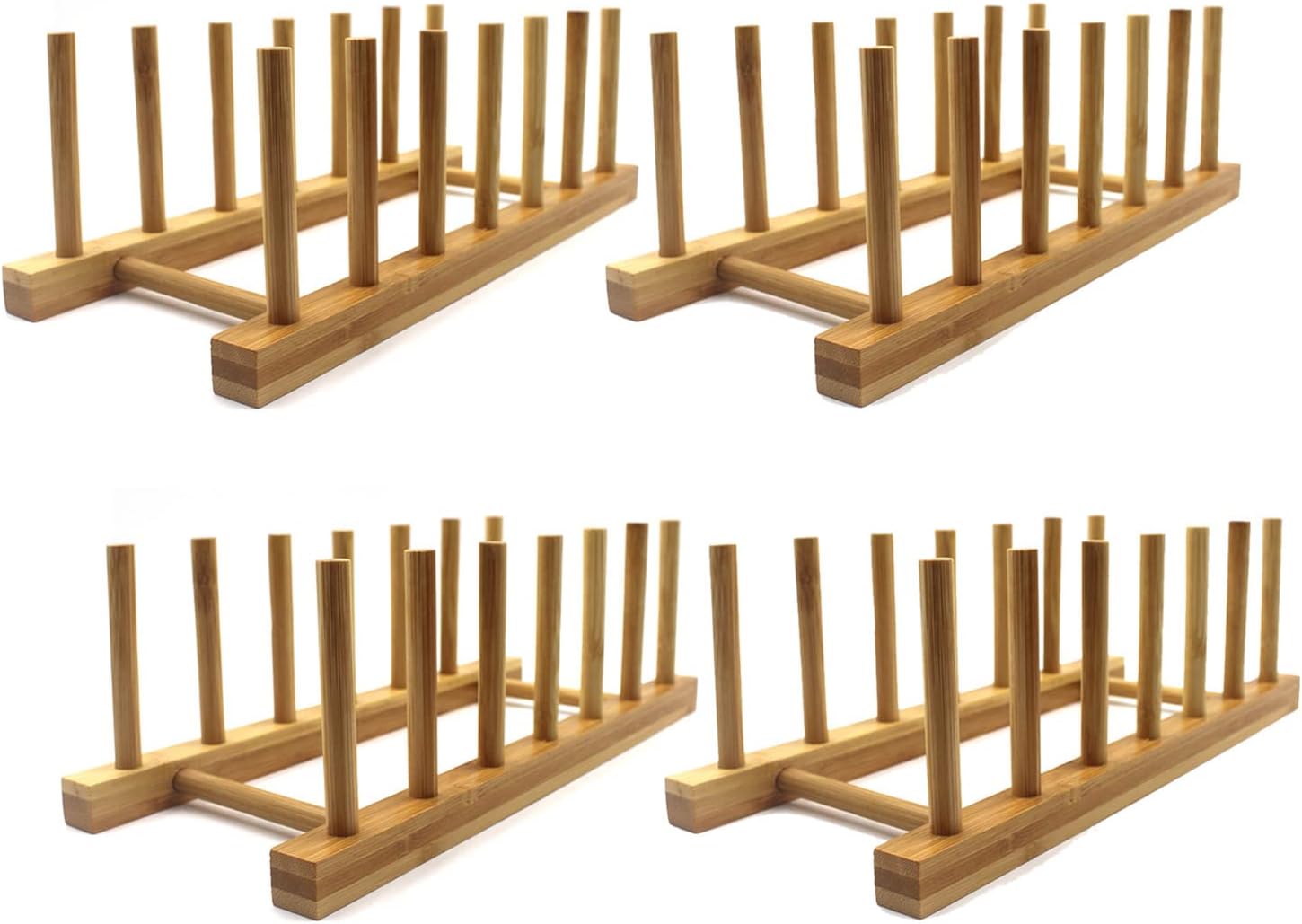 Bamboo Dish Rack, Plates Holder, Compact Kitchen Storage, Cabinet Organizer -Pack of 2 Bamboo Dish Rack, Plates Holder, Compact Kitchen Storage, Cabinet Organizer -Pack of 2
